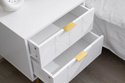 Home Stuff Plus Modern White Bedside Table With 2 Drawers - Bedside Cabinet H53 X W50 X D40 Cm, Bed Side Table For Bedroom & Living Room - thumbnail 5