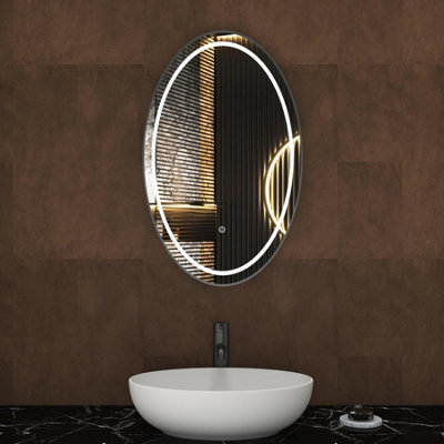 Royal Bathrooms Capri 500 X 800mm Oval Front Lit Led Framed Bathroom Led Mirror With Touch Sensor - Black - image 1