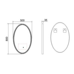 Royal Bathrooms Capri 500 X 800mm Oval Front Lit Led Framed Bathroom Led Mirror With Touch Sensor - Black - thumbnail 5