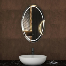 Royal Bathrooms Capri 500 X 800mm Oval Front Lit Led Framed Bathroom Led Mirror With Touch Sensor - Black - thumbnail 1
