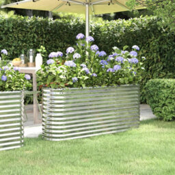 Berkfield Garden Planter Powder-Coated Steel 152X40X68 Cm Silver