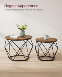 Songmics Coffee Tables, Set Of 2 Side Tables, Robust Steel Frame, For Living Room, Bedroom, Rustic Brown And Black - thumbnail 8