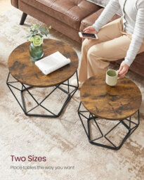 Songmics Coffee Tables, Set Of 2 Side Tables, Robust Steel Frame, For Living Room, Bedroom, Rustic Brown And Black - thumbnail 7