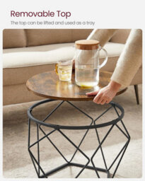 Songmics Coffee Tables, Set Of 2 Side Tables, Robust Steel Frame, For Living Room, Bedroom, Rustic Brown And Black - thumbnail 5