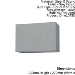 Straight Sided Rectangle Lamp Shade Grey Cotton Fabric 40W E27 Or B22 Gls - thumbnail 2