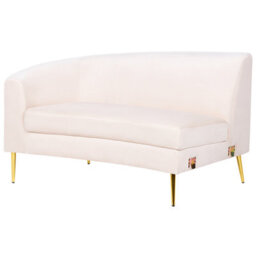 Beliani Curved Sofa 4 Seater Moss Velvet Light Beige - thumbnail 8