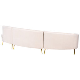 Beliani Curved Sofa 4 Seater Moss Velvet Light Beige - thumbnail 6