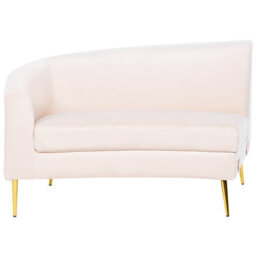 Beliani Curved Sofa 4 Seater Moss Velvet Light Beige - thumbnail 7