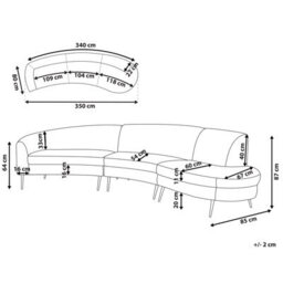 Beliani Curved Sofa 4 Seater Moss Velvet Light Beige - thumbnail 3