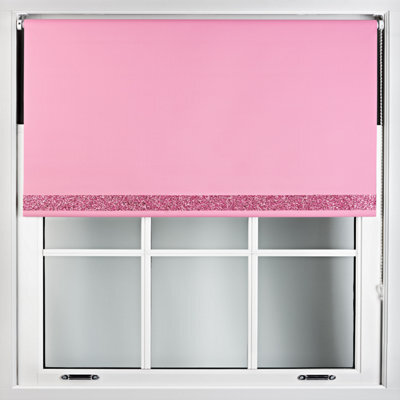 Furnished Pink Blackout Roller Blind With Pink Glitter Edge - Trimmable (W)240Cm X (L)210Cm - image 1