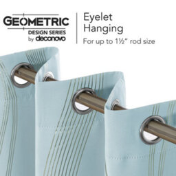 Deconovo Blackout Eyelet Curtains Thermal Insulated Gold Wave Line Foil Printed Curtains For Kids 55X54 Inch Light Blue 2 Panels - thumbnail 5