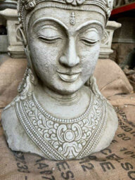 Burgess Xl Thai Buddha Head Stone Statue Oriental Bust British Made Outdoor Garden Ornament - thumbnail 4