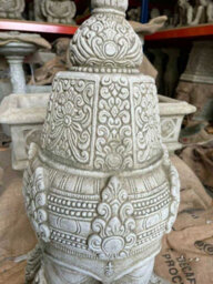 Burgess Xl Thai Buddha Head Stone Statue Oriental Bust British Made Outdoor Garden Ornament - thumbnail 3