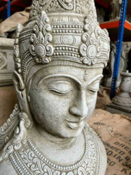 Burgess Xl Thai Buddha Head Stone Statue Oriental Bust British Made Outdoor Garden Ornament - thumbnail 2