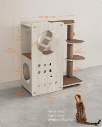 Songmics Cat Tree Condo, Modern Cat Tower, Cat House With Scratching Post, Replaceable Parts, Oatmeal Brown & Coffee Brown - thumbnail 2