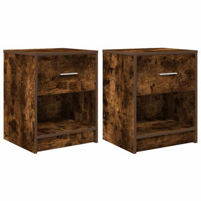 Berkfield Durable Bedside Cabinets 2 Pcs With Drawer Smoked Oak 40X34X50 Cm - image 1