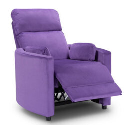 Manual Recliner Chair In Purple Velvet Fabric - thumbnail 3