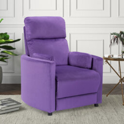 Manual Recliner Chair In Purple Velvet Fabric - thumbnail 2