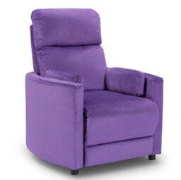 Manual Recliner Chair In Purple Velvet Fabric - thumbnail 4