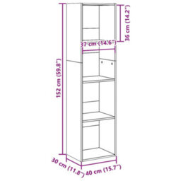 Berkfield Bookcase Old Wood 40X30X152 Cm Engineered Wood - thumbnail 9