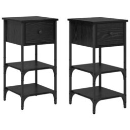Berkfield Bedside Cabinets 2 Pcs Black Oak 34X36X70 Cm Engineered Wood - thumbnail 2
