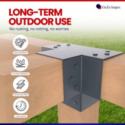 Gezu Impex Heavy Duty Anthracite Grey Post Connector X Shape - Pergola 4 Way Corner Connector - 71 X 71 mm (Pack Of 4) - thumbnail 7