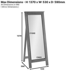 The Furniture Market Rustic Oak Floor Standing Cheval Mirror - H1370 X W530 X D590mm - thumbnail 9