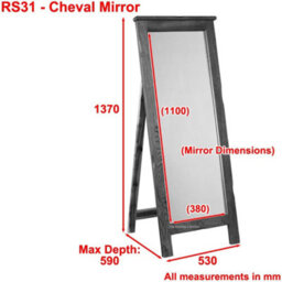 The Furniture Market Rustic Oak Floor Standing Cheval Mirror - H1370 X W530 X D590mm - thumbnail 5