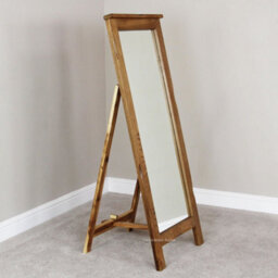 The Furniture Market Rustic Oak Floor Standing Cheval Mirror - H1370 X W530 X D590mm - thumbnail 2