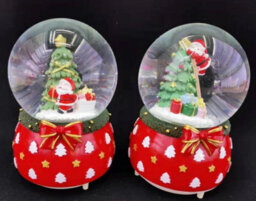 Shatchi Musical Christmas Snowglobe Large Water Ball Features Santa On Tree Scene Cute Resin Base- Christmas Table Mantel Decorations - thumbnail 4