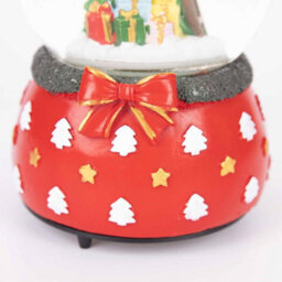 Shatchi Musical Christmas Snowglobe Large Water Ball Features Santa On Tree Scene Cute Resin Base- Christmas Table Mantel Decorations - thumbnail 5