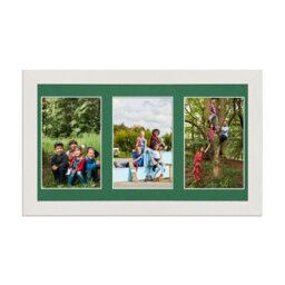 AK Frames 40X20Cm White Modern Multi Photo Frame With Emerald Mount - Holds 3 Apertures (3X) 6X4 Photos - thumbnail 1