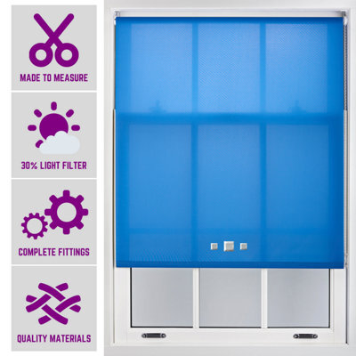 Chrome Triple Square Eyelet Daylight Roller Blind - (W)150Cm X (L)165Cm Blue Blind From Furnished - image 1