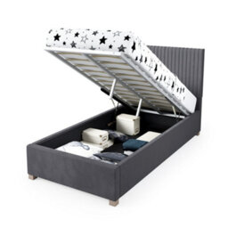 Aspire Grant Fabric Ottoman Bed, Plush Velvet Fabric, Steel, Single - thumbnail 6