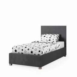 Aspire Grant Fabric Ottoman Bed, Plush Velvet Fabric, Steel, Single - thumbnail 4