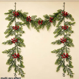 Amorly 2 Pack 100Cm Artificial Christmas Cypress Garland With Red Berries, Winter Festive Hanging Greenery Decor For Door Mantel Wall - thumbnail 6