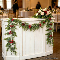 Amorly 2 Pack 100Cm Artificial Christmas Cypress Garland With Red Berries, Winter Festive Hanging Greenery Decor For Door Mantel Wall - thumbnail 3
