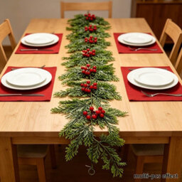 Amorly 2 Pack 100Cm Artificial Christmas Cypress Garland With Red Berries, Winter Festive Hanging Greenery Decor For Door Mantel Wall - thumbnail 5