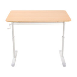 Living And Home Natural Wood Colour Carbon Steel  Wide Manual Lift Height Adjustable Office Desk Easy Household Setup 100Cm(W) - thumbnail 4