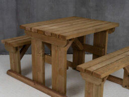 Arbor Garden Solutions Abies Wooden Picnic Bench And Table Set, Outdoor Dining Set (3Ft, Rustic Brown) - thumbnail 2