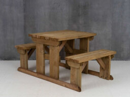 Arbor Garden Solutions Abies Wooden Picnic Bench And Table Set, Outdoor Dining Set (3Ft, Rustic Brown) - thumbnail 4