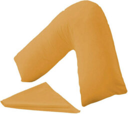 Homes & Linen Orthopaedic V-Shaped Pillow Extra Cushioning Support For Head, Neck & Back (Mustard, V-Pillow With Cover