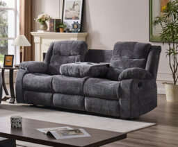 Amani Roma Grey Recliner Sofa Three Seater With Usb Charger And Cup Holders