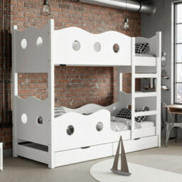 Nemo 180 Bunk Bed For 2 With Mattresses Slats And Storage Durable Functional Kids And Teen Furniture For Any Bedroom White - thumbnail 1