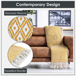 Emma Barclay Casablanca 100% Recycled Cotton Throw, Ochre - 127 X 152 Cm - thumbnail 3