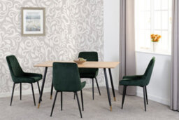 Seconique Hamilton Dining Set With Avery Chairs Medium Oak Effect Emerald Green Velvet - thumbnail 2