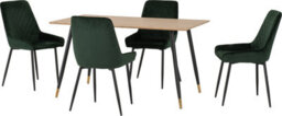 Seconique Hamilton Dining Set With Avery Chairs Medium Oak Effect Emerald Green Velvet - thumbnail 1