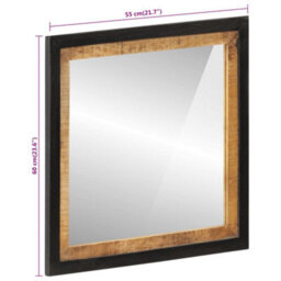 Berkfield Bathroom Mirror 55X1X60 Cm Glass And Solid Wood Mango - thumbnail 6