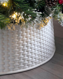Werchristmas 65 Cm White Rattan Effect Christmas Tree Collar - thumbnail 2