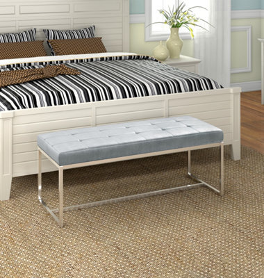 Hallowood Furniture Finley Velvet Bench With Metal Base - image 1